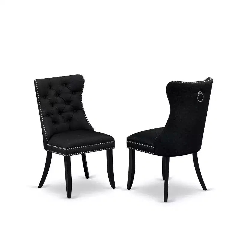 Juego de comedor de 5 piezas con tapa rectangular de madera maciza con acabado negro - Asientos para 4
