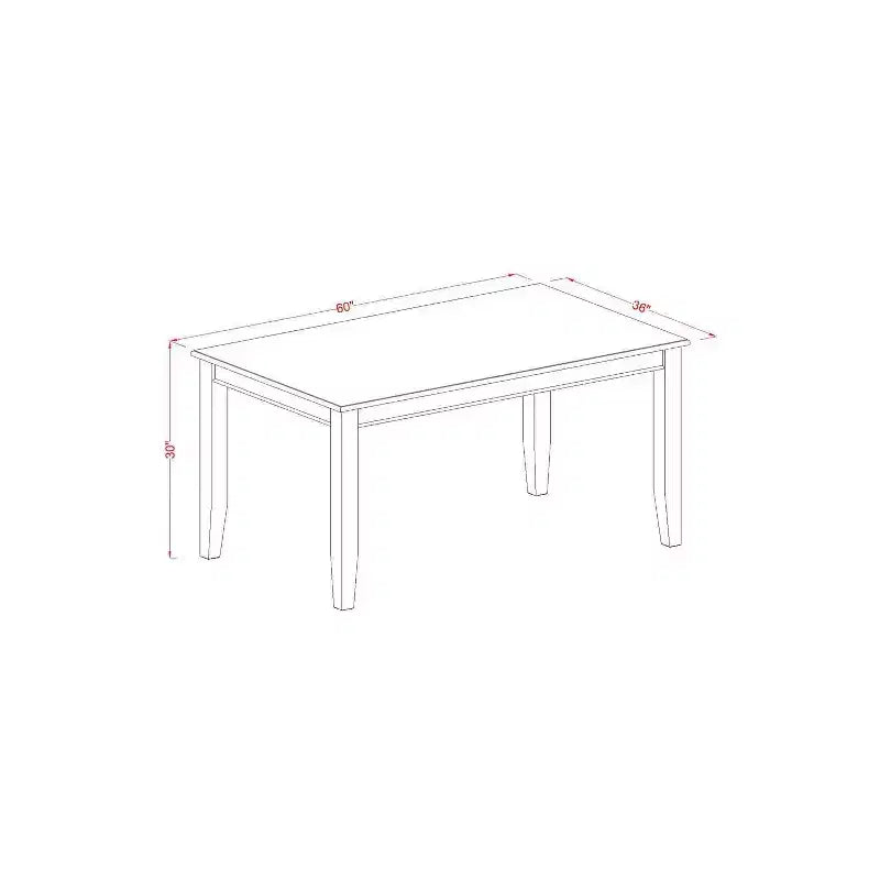 Juego de comedor de 5 piezas con tapa rectangular de madera maciza con acabado negro - Asientos para 4