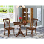 Juego de comedor de 3 piezas con parte superior de madera maciza con acabado de caoba (4 asientos)