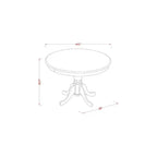 Juego de comedor tapizado redondo de madera maciza de 3 piezas con acabado blanco lino - Asientos para 4