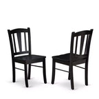 Juego de comedor moderno de 3 piezas - Mesa de comedor redonda con 2 sillas de madera - Juego de mesa de cocina con acabado negro