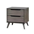Buro de noche de madera Royal Hampton de 2 cajones con tiradores recortados, gris