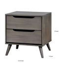 Buro de noche de madera Royal Hampton de 2 cajones con tiradores recortados, gris