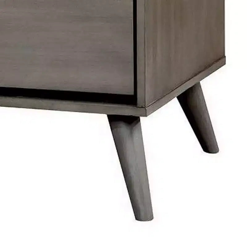 Buro de noche de madera Royal Hampton de 2 cajones con tiradores recortados, gris