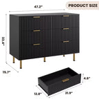 Cómoda acanalada moderna para dormitorio con 8 cajones, cajones profundos y superficie moderna amplia, cómoda larga y grande de doble tocador, mueble para TV y organizador de almacenamiento