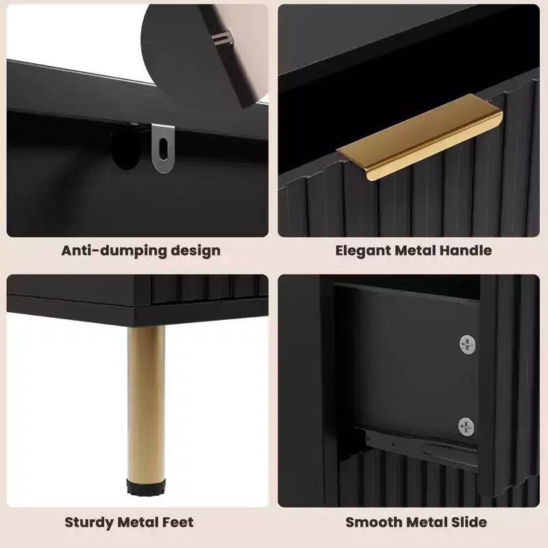 Cómoda acanalada moderna para dormitorio con 8 cajones, cajones profundos y superficie moderna amplia, cómoda larga y grande de doble tocador, mueble para TV y organizador de almacenamiento