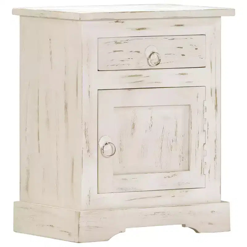 Bedside Cabinet White Solid mango wood 15.7 x 11.8 x 19.7 in