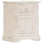 Mesita de noche blanco madera maciza de mango 15.7 x 11.8 x 19.7 in