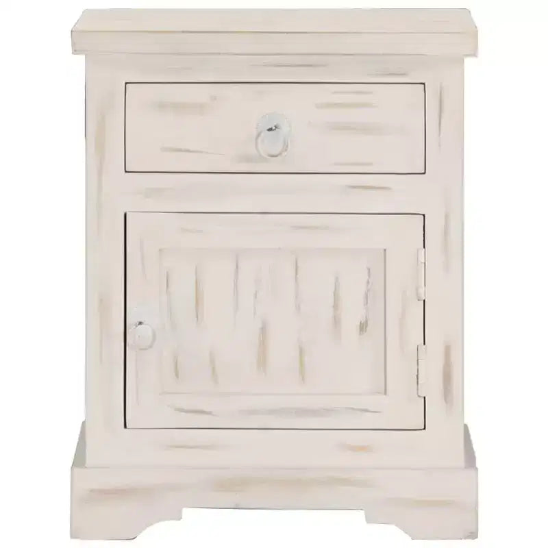 Mesita de noche blanco madera maciza de mango 15.7 x 11.8 x 19.7 in
