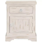 Mesita de noche blanco madera maciza de mango 15.7 x 11.8 x 19.7 in