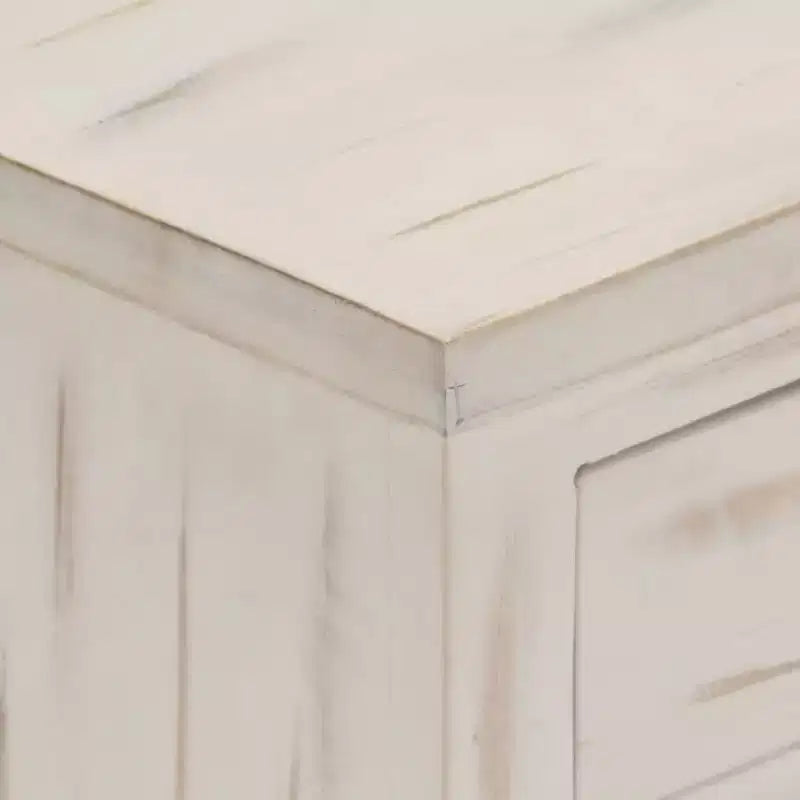 Mesita de noche blanco madera maciza de mango 15.7 x 11.8 x 19.7 in