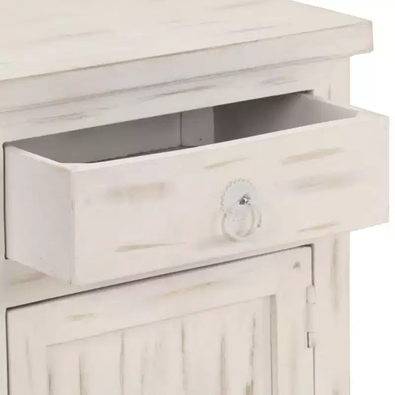 Mesita de noche blanco madera maciza de mango 15.7 x 11.8 x 19.7 in