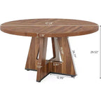 Mesa de comedor redonda de 47", mesa de cocina estilo rústico con base en cruz para comedor, capacidad para 4-6 personas, tablero de madera