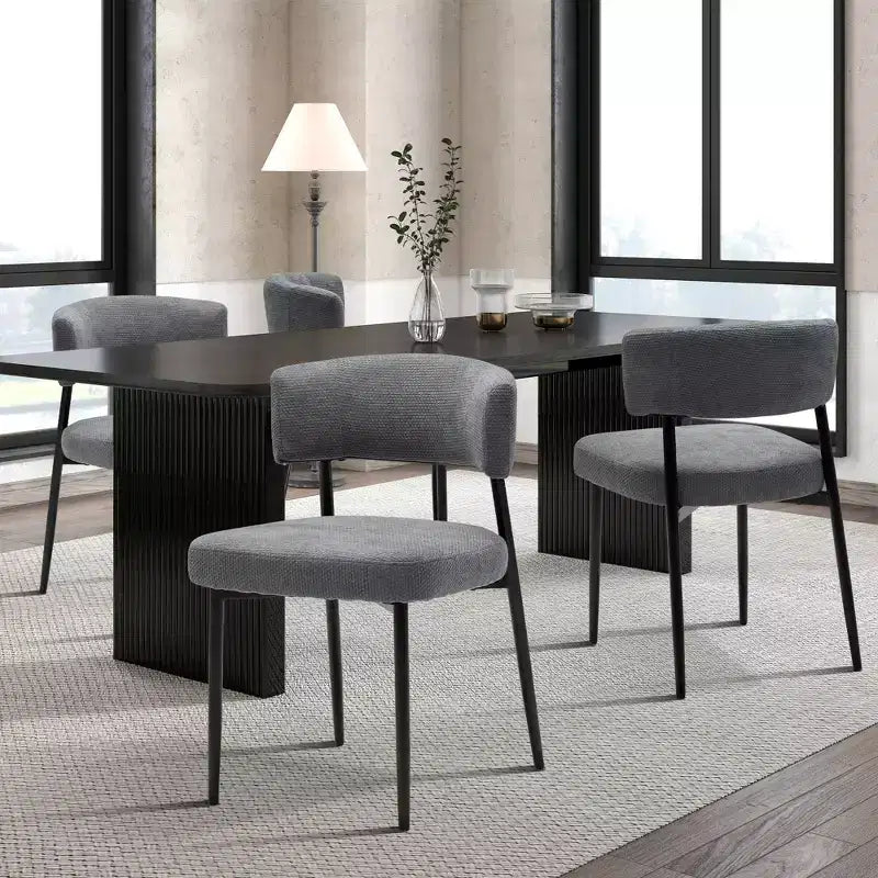 Bestier Juego de 4 sillas de oficina modernas sin brazos, sillas tapizadas con respaldo curvo, estructura de metal resistente