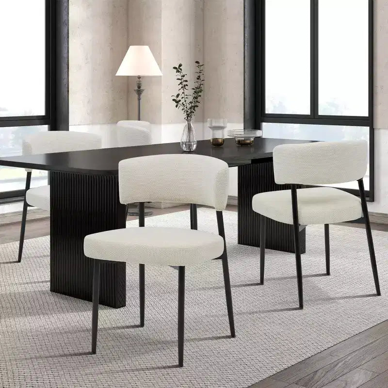 Bestier Juego de 4 sillas de oficina modernas sin brazos, sillas tapizadas con respaldo curvo, estructura de metal resistente