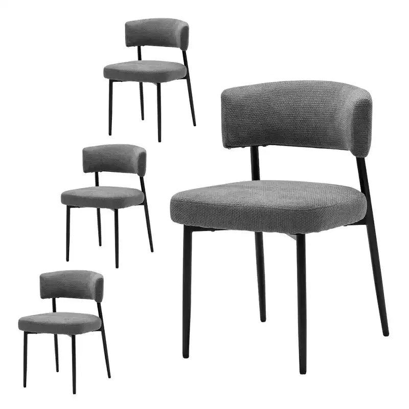 Bestier Juego de 4 sillas de oficina modernas sin brazos, sillas tapizadas con respaldo curvo, estructura de metal resistente