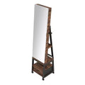360 Rotating Jewelry Armoire Organizer with Full-Length Mirror, Lockable Storage Cabinet on Wheels, Necklace & Bracelet Display, Freestanding