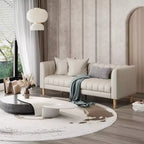 Sofás de piel sintética de 78 pulgadas de ancho con 2 cojines decorativos, estilo moderno de mediados de siglo, sofá de 3 plazas y patas de madera maciza, fácil montaje, para sala de estar y dormitorio