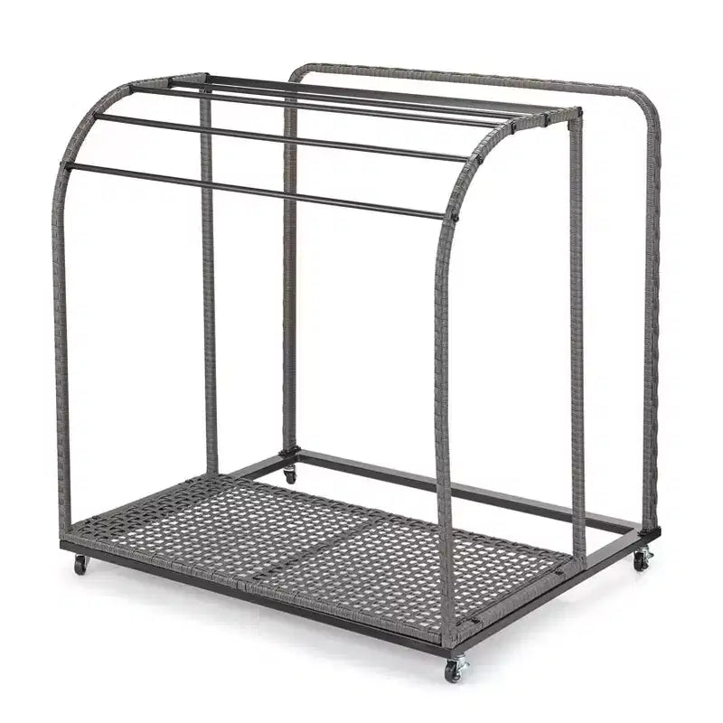 Toallero de piscina para exteriores, toallero de pie de mimbre, organizador de almacenamiento con compartimento para flotadores, churros de piscina, aros de natación