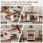 Mesa de centro moderna Bestier de 27.6'', mesa auxiliar multifuncional con parte superior plegable, ruedas, cajón, estante abierto, almacenamiento con compartimento oculto
