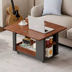 Mesa de centro moderna Bestier de 27.6'', mesa auxiliar multifuncional con parte superior plegable, ruedas, cajón, estante abierto, almacenamiento con compartimento oculto