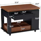 Mesa de centro moderna Bestier de 27.6'', mesa auxiliar multifuncional con parte superior plegable, ruedas, cajón, estante abierto, almacenamiento con compartimento oculto