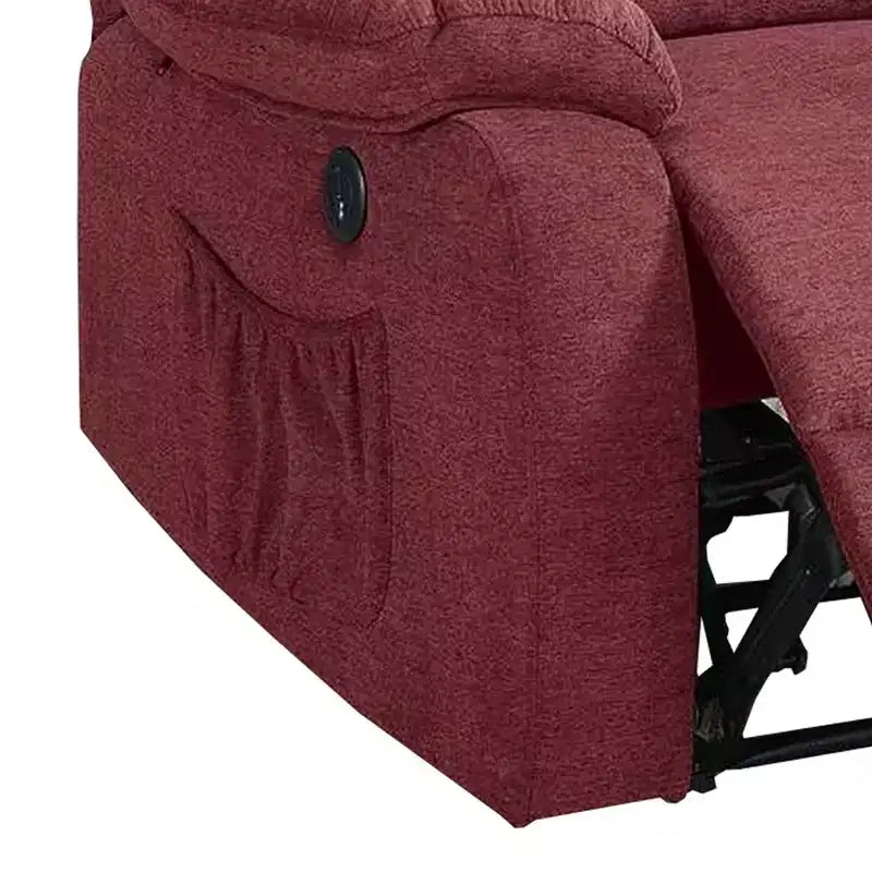 Sillón reclinable eléctrico de tela de 39 pulgadas Royal Hampton con puerto USB, rojo