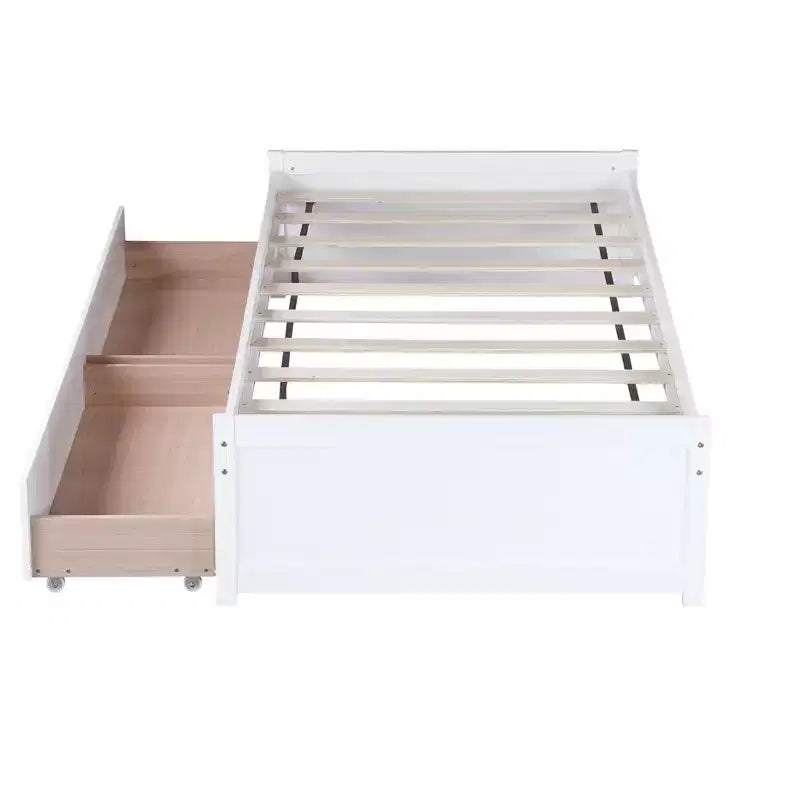 Cama de madera doble Luxystar con 2 cajones para habitaciones de huéspedes y niños