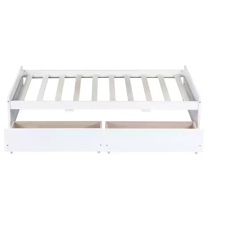 Cama de madera doble Luxystar con 2 cajones para habitaciones de huéspedes y niños