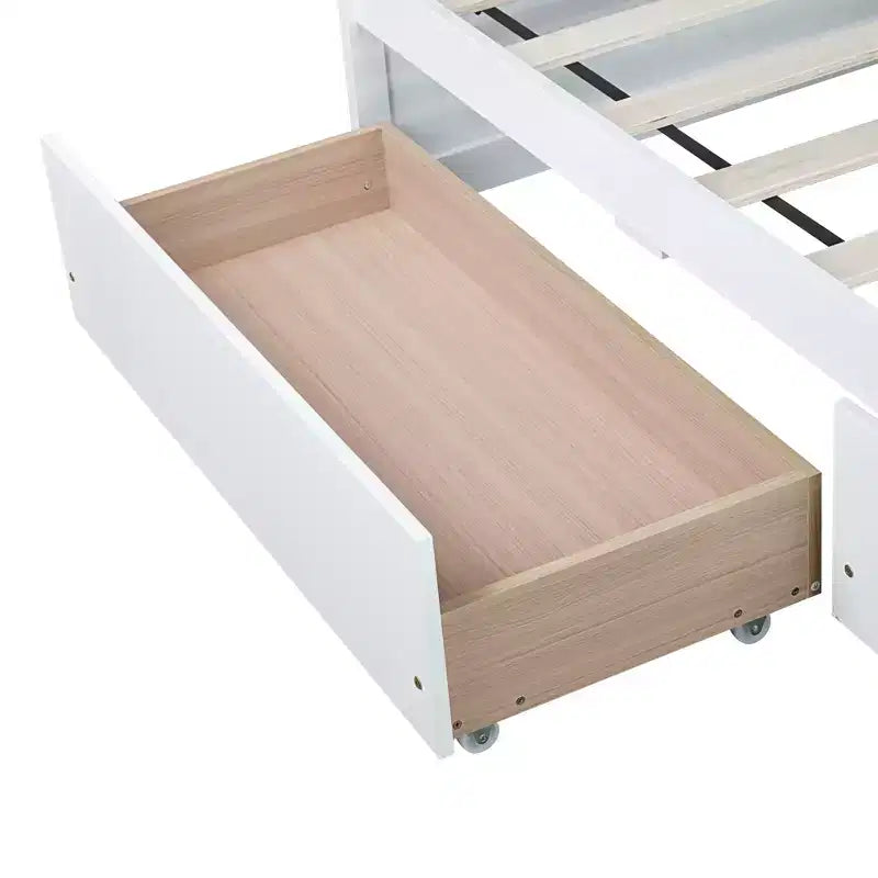 Cama de madera doble Luxystar con 2 cajones para habitaciones de huéspedes y niños
