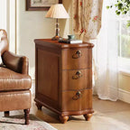 Tribesigns Wood Fully Assembled End Table, 3-Drawers Narrow Slim Side Table, Nightstand for Bedside, Small Spaces, Living Room, Bedroom, Walnut Brown
