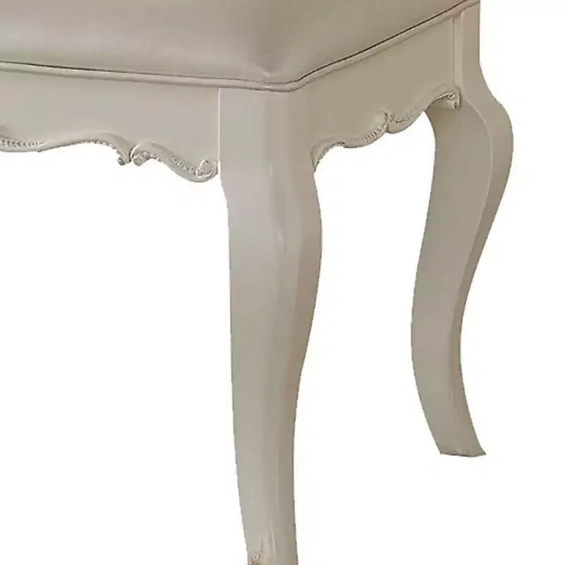 Taburete de tocador Royal Hampton Style de madera y polipiel con asiento acolchado, blanco