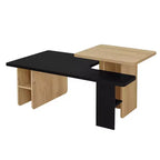 Mesa de centro para sala de estar, juego de 2, de madera natural y acabado moderno, mesas rectangulares anidadas con estante de almacenamiento - Panipeachy