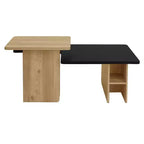 Mesa de centro para sala de estar, juego de 2, de madera natural y acabado moderno, mesas rectangulares anidadas con estante de almacenamiento - Panipeachy