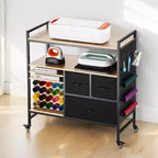 Carro y mesa de almacenamiento VEVOR Rolling Craft, compatible con máquinas Cricut, estación de trabajo organizadora de mesa de manualidades, negro