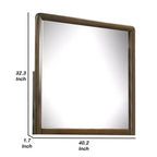 Espejo de cómoda Royal Hampton, marco rectangular de 32 pulgadas, bordes redondeados, madera marrón