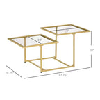 Mesa de centro, mesa de centro de vidrio templado con 2 tableros cuadrados, mesas de centro modernas para sala de estar, dormitorio