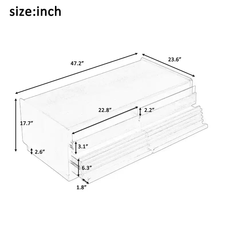 47.2 Mesa de centro rectangular moderna con 4 cajones, 2 estantes de exhibición y tapa de vidrio templado - Panipeachy