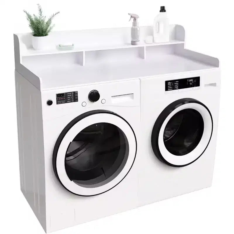 Encimera para lavadora secadora, encimera de madera para lavandería, organizador de doble capa de profundidad para secadora, cesta de ropa sucia, organización de almacenamiento en encimera