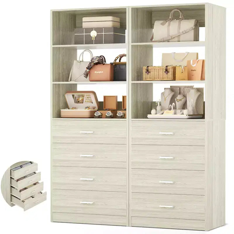 Sistema organizador de armarios Besiost con cajones y estantes de madera