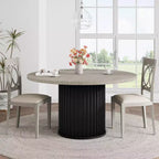 Mesa de comedor redonda de 47", para 46 personas, estilo rústico con base de pedestal de metal ondulado resistente para cocina o comedor