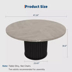 Mesa de comedor redonda de 47", para 46 personas, estilo rústico con base de pedestal de metal ondulado resistente para cocina o comedor