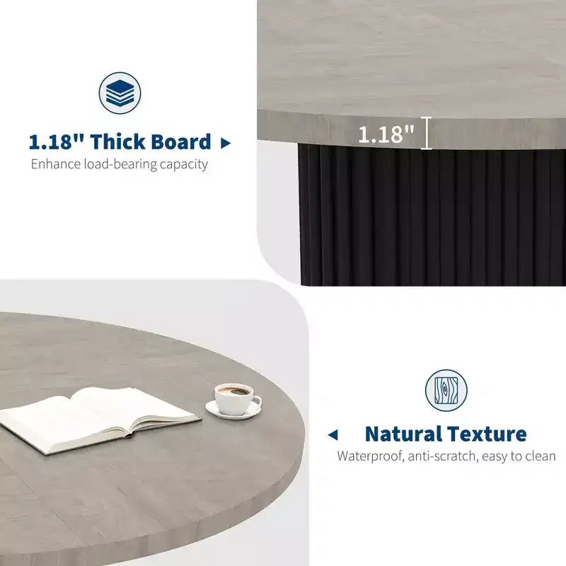 Mesa de comedor redonda de 47", para 46 personas, estilo rústico con base de pedestal de metal ondulado resistente para cocina o comedor