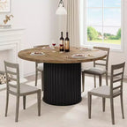 Mesa de comedor redonda de 47", para 46 personas, estilo rústico con base de pedestal de metal ondulado resistente para cocina o comedor