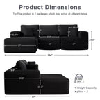 Sofá Seccional Modular PexFix con Chaise en Forma de L, Sofás Nube Modernos Tapizados con Cojines Decorativos para Sala de Estar Dormitorio