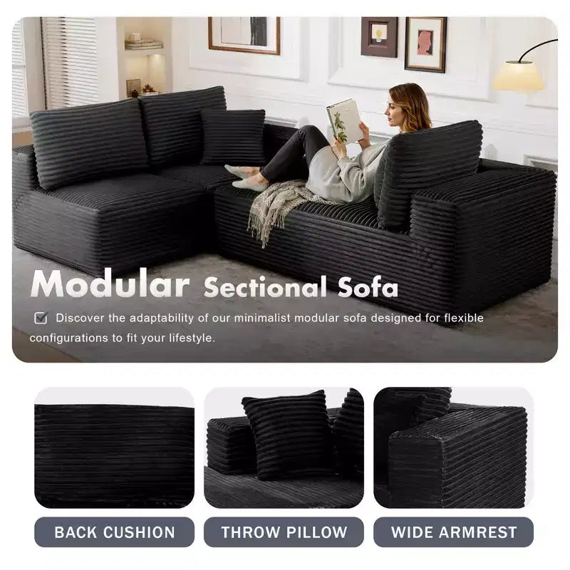 Sofá Seccional Modular PexFix con Chaise en Forma de L, Sofás Nube Modernos Tapizados con Cojines Decorativos para Sala de Estar Dormitorio