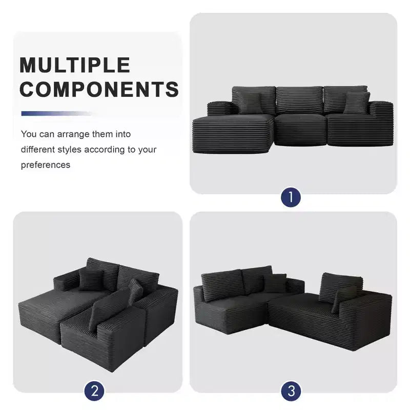 Sofá Seccional Modular PexFix con Chaise en Forma de L, Sofás Nube Modernos Tapizados con Cojines Decorativos para Sala de Estar Dormitorio