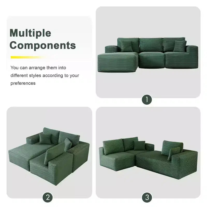 Sofá Seccional Modular PexFix con Chaise en Forma de L, Sofás Nube Modernos Tapizados con Cojines Decorativos para Sala de Estar Dormitorio