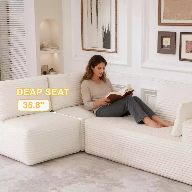 Sofá Seccional Modular PexFix con Chaise en Forma de L, Sofás Nube Modernos Tapizados con Cojines Decorativos para Sala de Estar Dormitorio