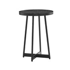Mesa auxiliar redonda de metal y madera Homy Casa para sala de estar, negra moderna